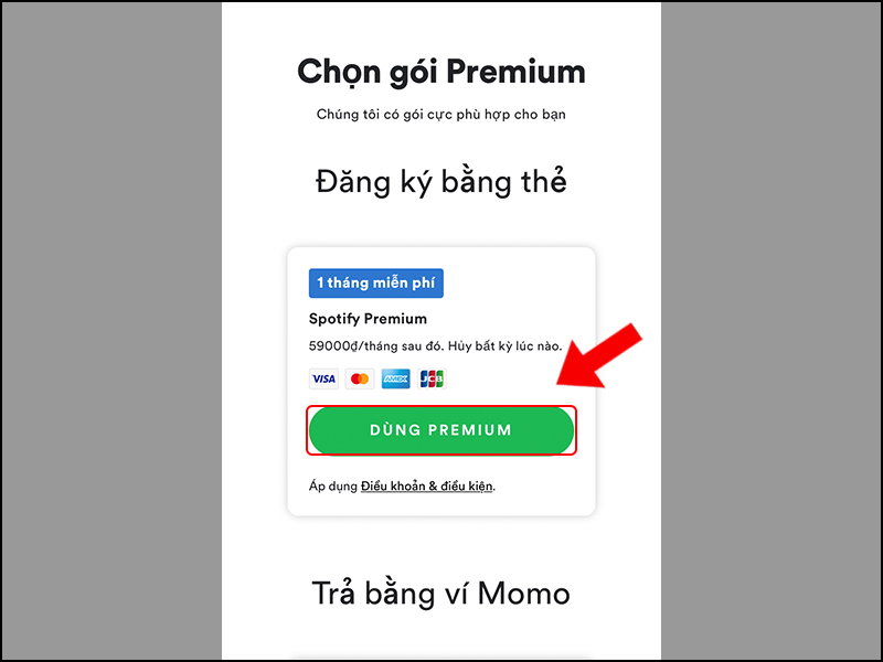 chọn gói premium